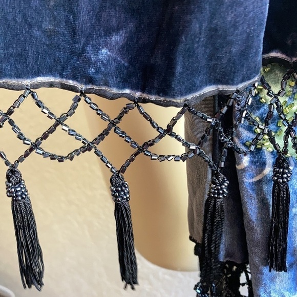 Unbranded beaded burnout velvet scarf w/ tassel - Picture 7 of 9